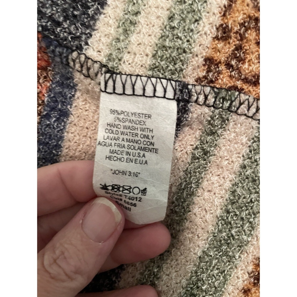 Beeson River Sweater‎ Cardigan Long Navy Geometric Design Stripe Size Small Open - Picture 7 of 8